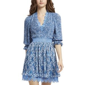 Alice + Olivia Deep v Pleated Mini Dress